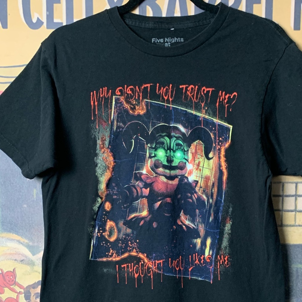 Five Nights At Freddy’s Horror Video Game Black Graphic Print T-Shirt